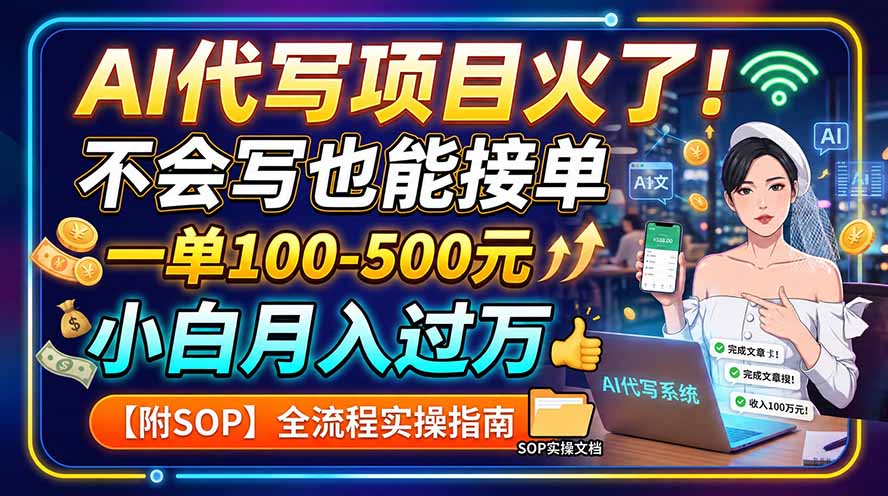AI代写项目火了!不会写也能接单,一单100-500元,小白月入过万【附SOP】-91副业网