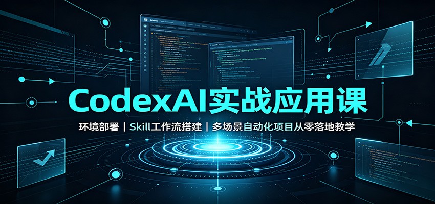 CodexAI实战应用课:环境部署Skill工作流搭建,多场景自动化项目从零落地教学-91副业网
