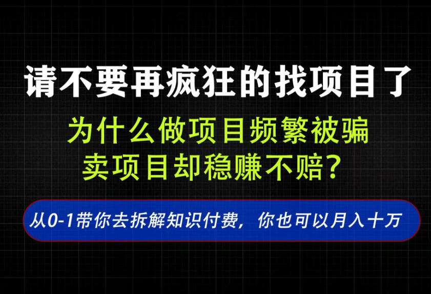 找项目?别傻了!卖项目才是真的一本万利!看完你全都懂了【揭秘】-91副业网
