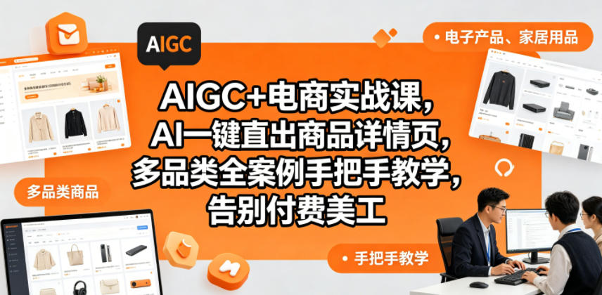 AIGC+电商实战课，AI一键直出商品详情页，多品类全案例手把手教学，告别付费美工(更新0820)-91副业网
