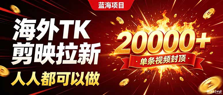 海外TK拉新新玩法,剪映就能做,不用经验不用粉丝,单条视频收益上限20000+-91副业网