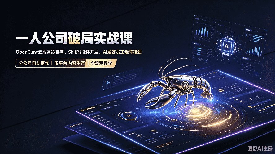 一人公司破局实战课|OpenClaw云服务器部署、Skill智能体开发、AI龙虾员工矩阵搭建,公众号自动写作与多平台内容...-91副业网