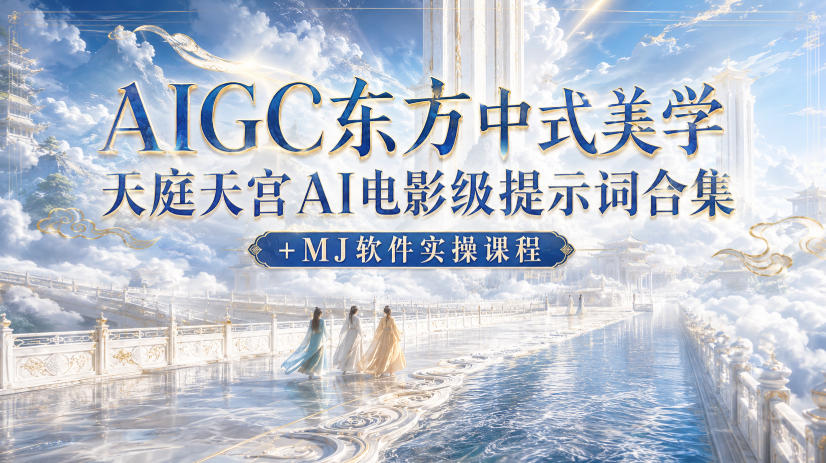 AIGC东方中式美学天庭天宫AI电影级提示词合集+MJ软件实操课程-91副业网
