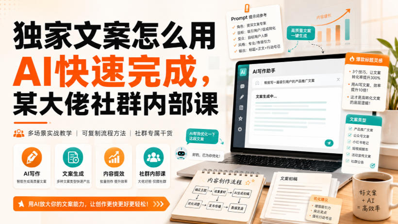 独家文案怎么用AI快速完成，某大佬社群内部课-91副业网