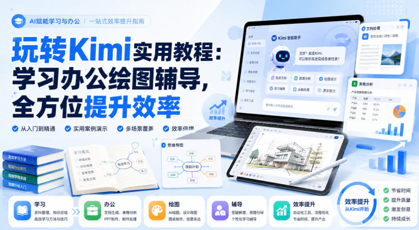 玩转Kimi实用教程:学习办公绘图辅导,全方位提升效率-91副业网