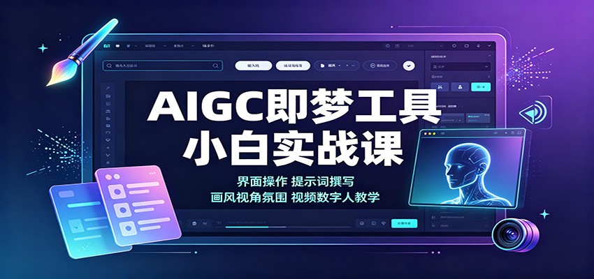 AIGC即梦工具小白实战课：界面操作，提示词撰写，画风视角氛围视频数字人教学-91副业网