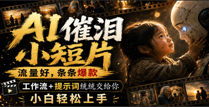 AI催泪小短片，流量好，条条爆款，工作流+提示词统统交给你，小白轻松上手-91副业网