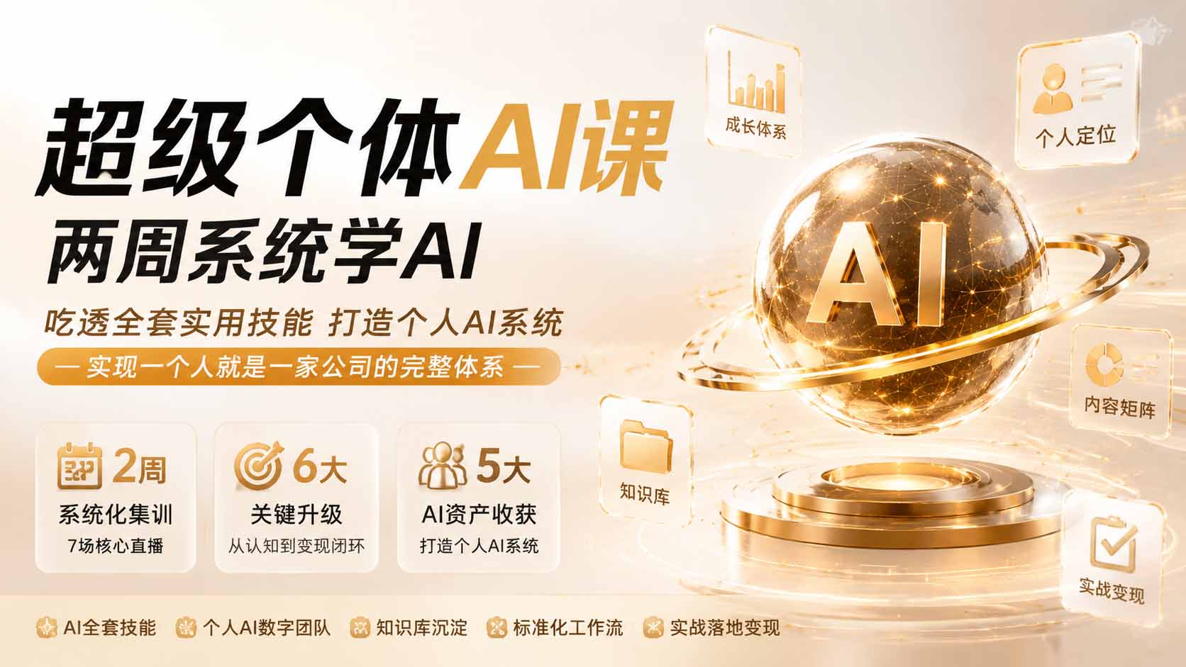 超级个体AI课 两周系统学AI；吃透全套实用技能打造个人AI系统，实现一个人就是一家公司的完整体系(更新0823-91副业网
