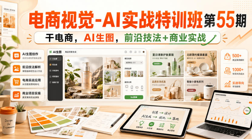 电商视觉-AI实战特训班第55期，干电商，AI生图，前沿技法+商业实战-91副业网