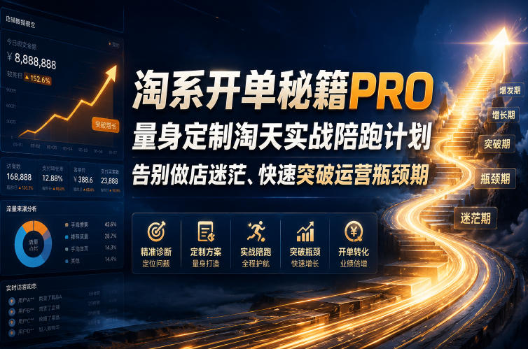 淘系开单秘籍PRO，量身定制淘天实战陪跑计划，告别做店迷茫、快速突破运营瓶颈期(更新260823)-91副业网