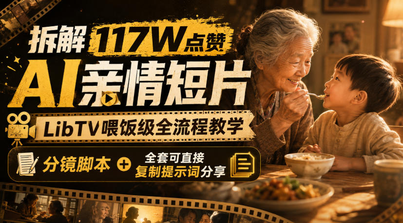 拆解117W点赞AI亲情短片，LibTV喂饭级全流程教学，分镜脚本+全套可直接复制提示词分享-91副业网
