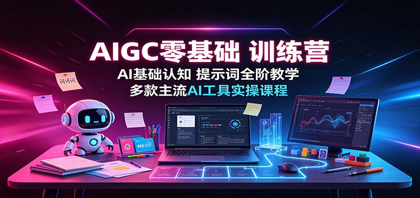 AIGC零基础训练营：AI基础认知，提示词全阶教学，多款主流AI工具实操课程-91副业网