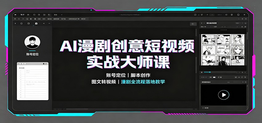 AI漫剧创意短视频实战大师课:账号定位脚本创作,图文转视频,漫剧全流程落地教学-91副业网