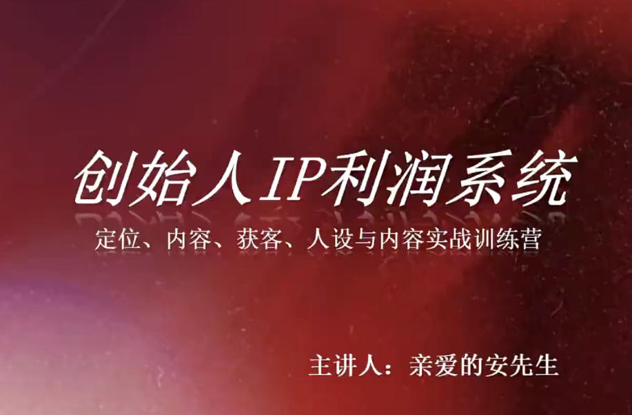 创始人IP利润系统8月训练营，定位、内容、获客、人设与内容实战训练营-91副业网