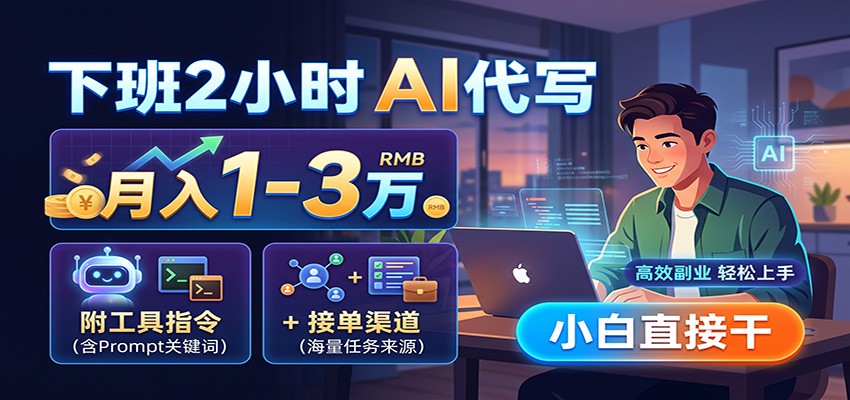 下班2小时AI代写，月入1-3万，附工具指令+接单渠道，小白直接干-91副业网