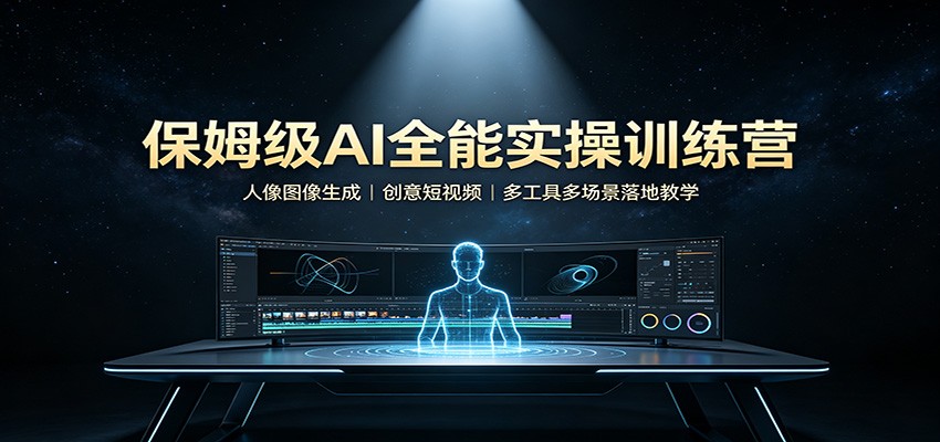 保姆级AI全能实操训练营：人像图像生成，创意短视频，多工具多场景落地教学-91副业网