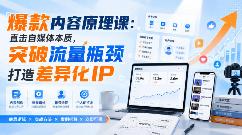 爆款内容原理课：直击自媒体本质，突破流量瓶颈打造差异化IP-91副业网