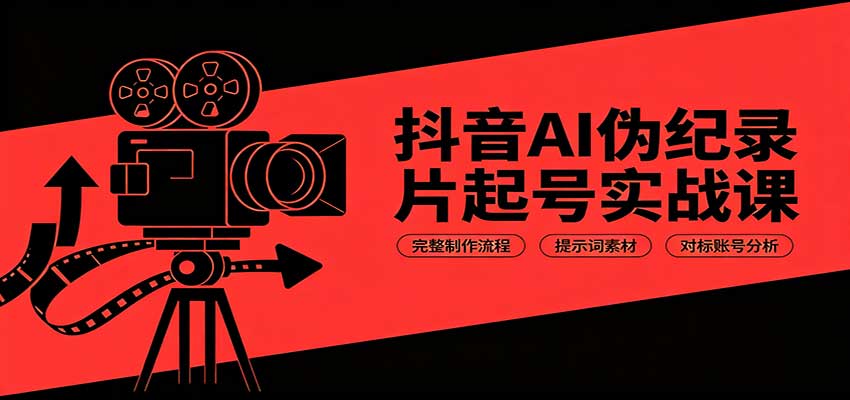 抖音AI伪纪录片起号实战课：完整制作流程，提示词素材，对标账号分析-91副业网