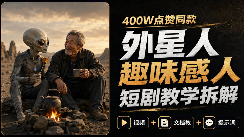 400W点赞同款外星人趣味感人短剧教学拆解，视频+文档教+提示词-91副业网