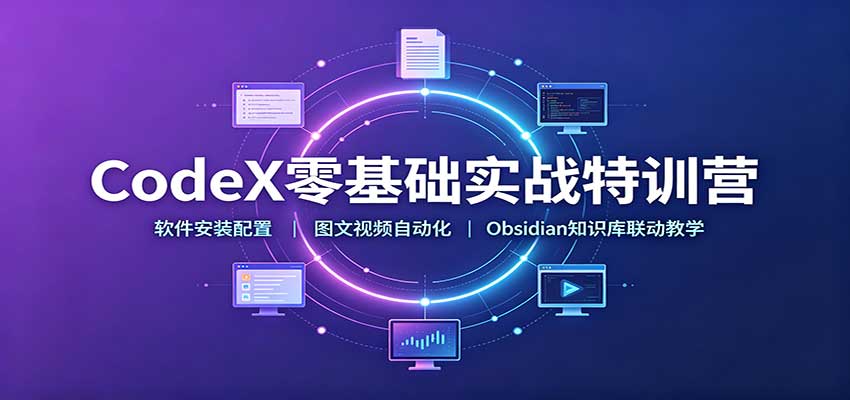 CodeX零基础实战特训营:软件安装配置,图文视频自动化,Obsidian知识库联动教学-91副业网