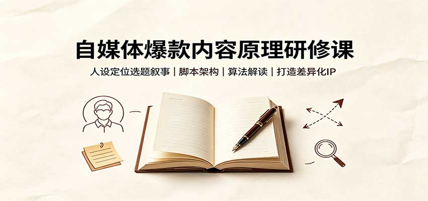 自媒体爆款内容原理研修课:人设定位选题叙事,脚本架构,算法解读打造差异化IP-91副业网