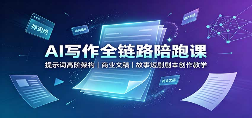 AI写作全链路陪跑课:提示词高阶架构,商业文稿,故事短剧剧本创作教学-91副业网