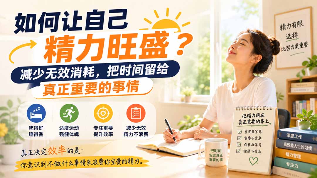 付费文章：如何让自己精力旺盛？减少无效消耗，把时间留给真正重要的事情-91副业网