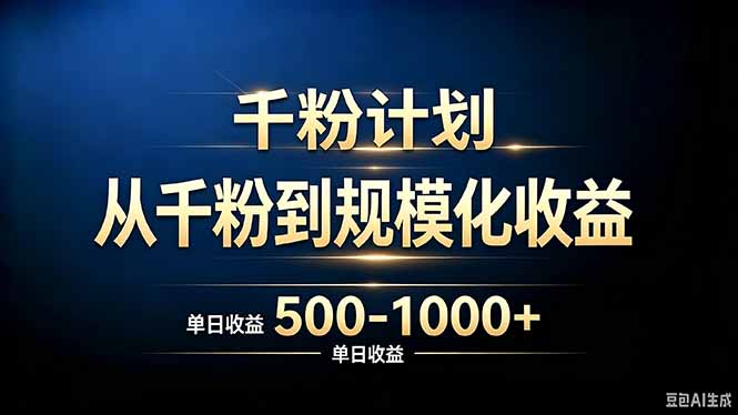 抖音千粉账号计划，从千粉到规模化收益 500-1000+单日收益-91副业网