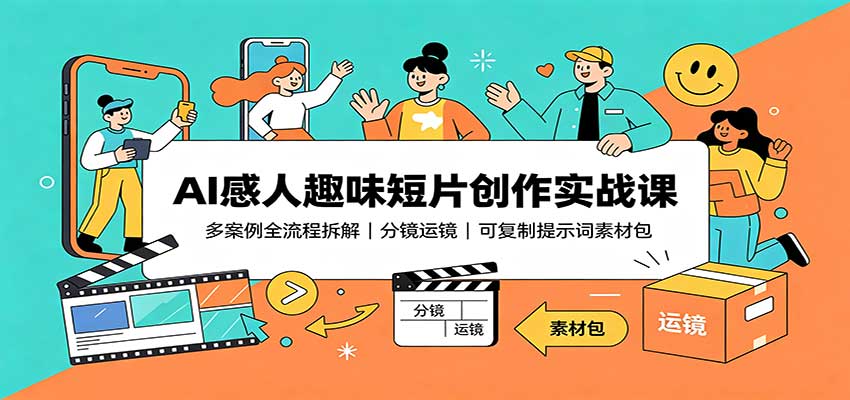 AI感人趣味短片创作实战课：多案例全流程拆解，分镜运镜，可复制提示词素材包-91副业网