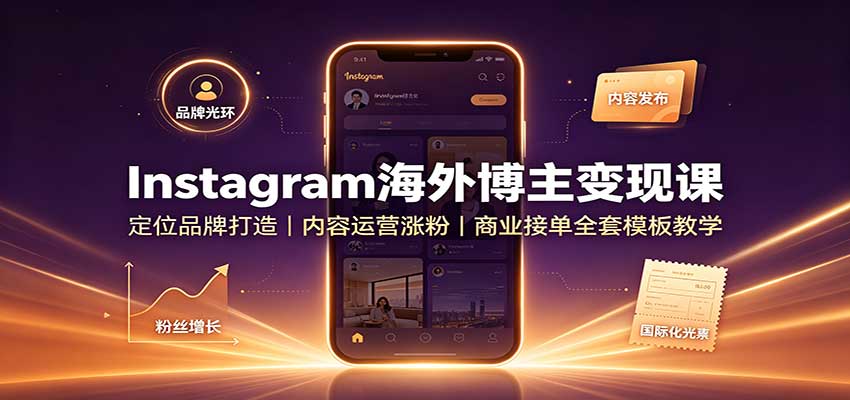 Instagram海外博主变现课：定位品牌打造，内容运营涨粉，商业接单全套模板教学-91副业网