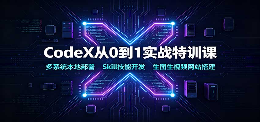 CodeX从0到1实战特训课：多系统本地部署，Skill技能开发，生图生视频网站搭建-91副业网