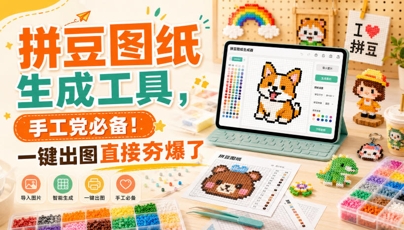 拼豆图纸生成工具，手工党必备！一键出图直接夯爆了-91副业网