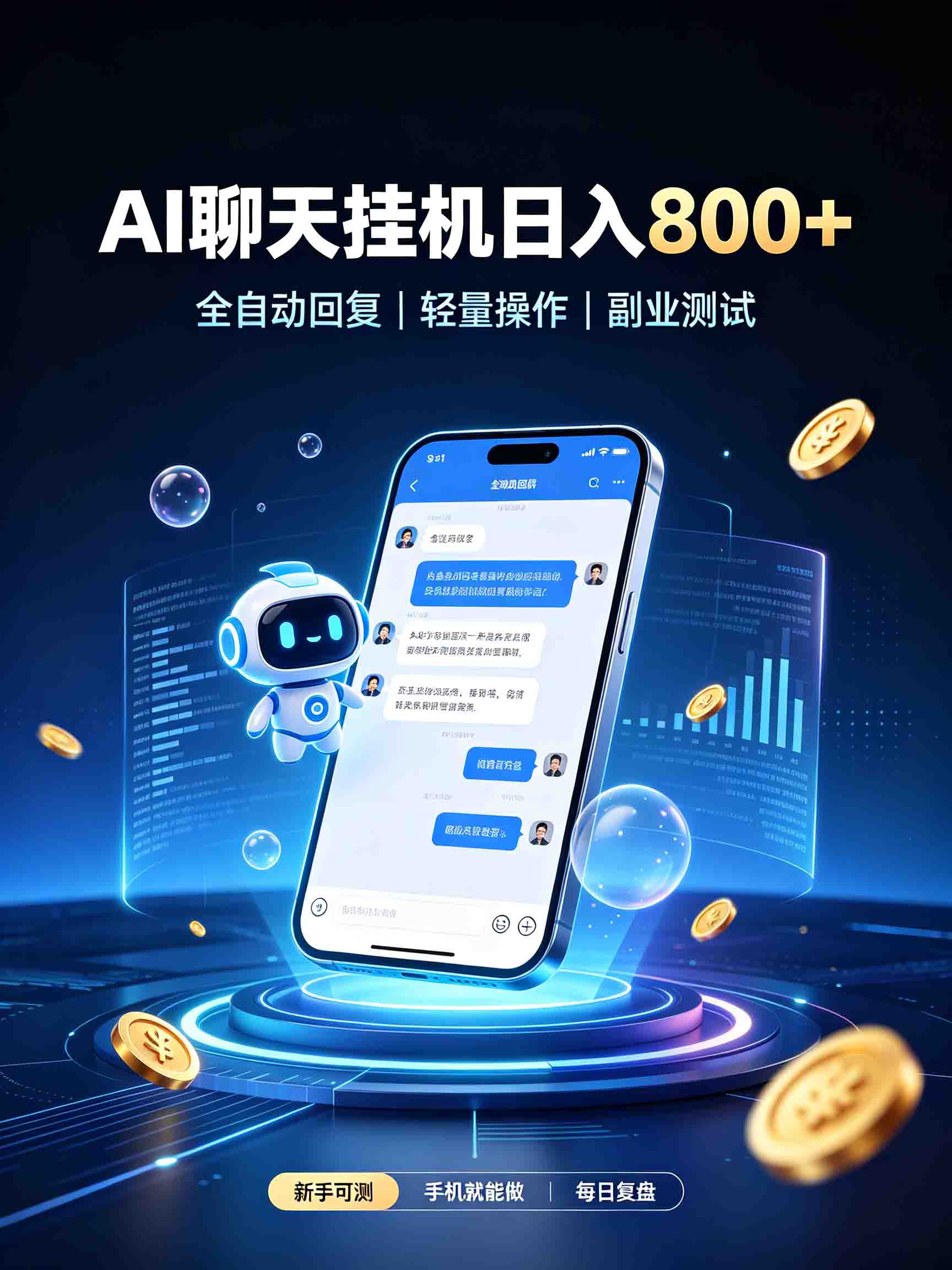 AI聊天挂机,日入800+,适用个人副业,工作室矩阵操作-91副业网