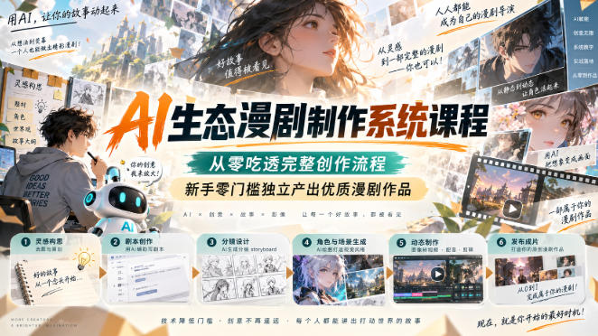 AI生态漫剧制作系统课程，从零吃透完整创作流程，新手零门槛独立产出优质漫剧作品-91副业网