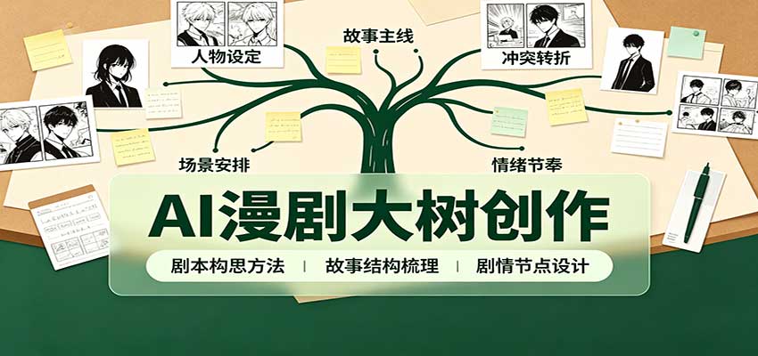 AI漫剧大树创作：剧本构思课程讲解，软件插件配置，配套工具资料完整梳理-91副业网