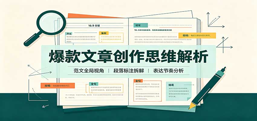 爆款文章创作思维解析：全局视角拆解范文，梳理行文逻辑，搭配真实拆文实操案例-91副业网