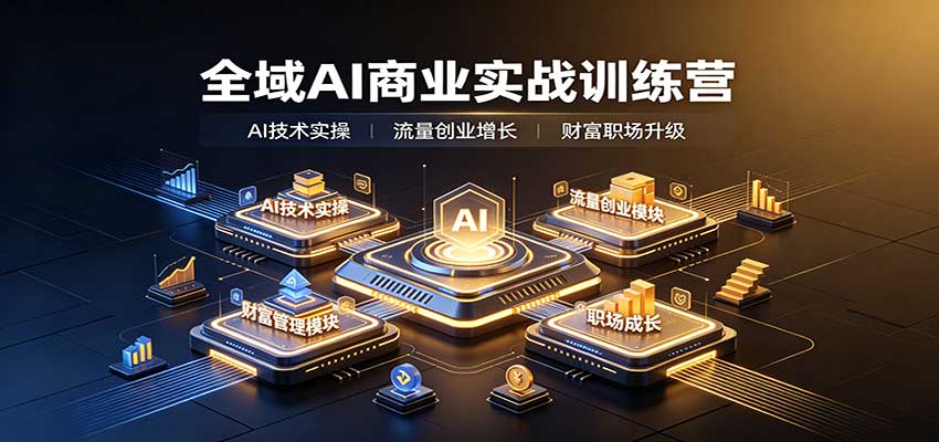 全域AI商业实战训练营：涵盖AI技术实操、流量创业、财富管理与职场成长全体系内容-91副业网