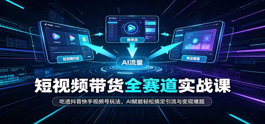 短视频带货全赛道：吃透抖音快手视频号玩法，AI赋能轻松搞定引流与变现难题-91副业网