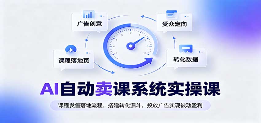 AI自动卖课系统实操课：课程发售落地流程，搭建转化漏斗，投放广告实现被动盈利-91副业网