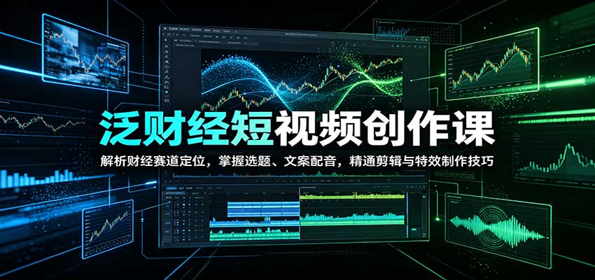 泛财经短视频创作课：解析财经赛道定位，掌握选题、文案配音，精通剪辑与特效制作技巧-91副业网