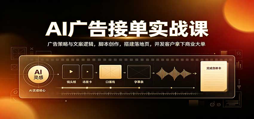 AI广告接单实战：广告策略与文案逻辑，脚本创作，搭建落地页，开发客户拿下商业大单-91副业网