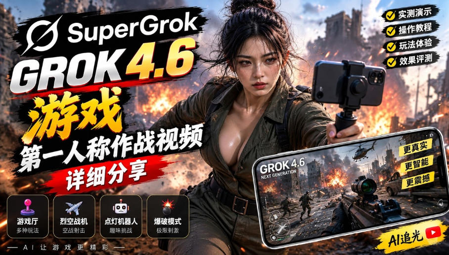 Grok 4.6也能做游戏？第一人称作战视频实测｜玩法详细讲解-91副业网