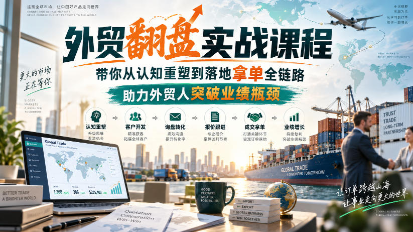 外贸翻盘实战课程,带你从认知重塑到落地拿单全链路,助力外贸人突破业绩瓶颈-91副业网