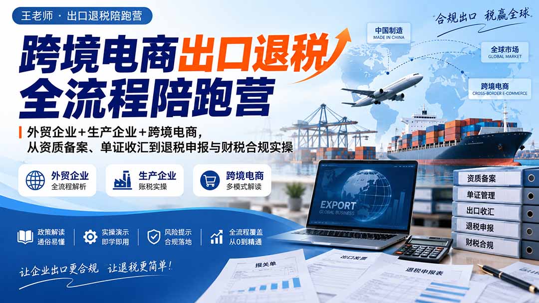 跨境电商出口退税全流程陪跑营|外贸企业+生产企业+跨境电商,从资质备案、单证收汇到退税申报与财税合规实操-91副业网
