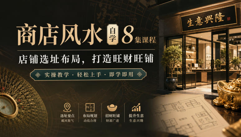 商店风水自学8集课程|店铺选址布局,打造旺财旺铺实操教学-91副业网