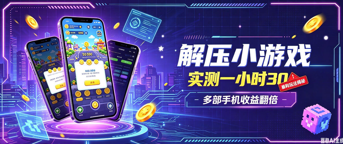 小游戏全流程玩法，实测一小时搞30，简单无脑解压，当天做当天就能看到进账，直接冲就行【揭秘】-91副业网