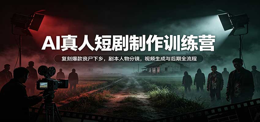 AI真人短剧制作训练营：复刻爆款丧尸下乡，剧本人物分镜，视频生成与后期全流程-91副业网