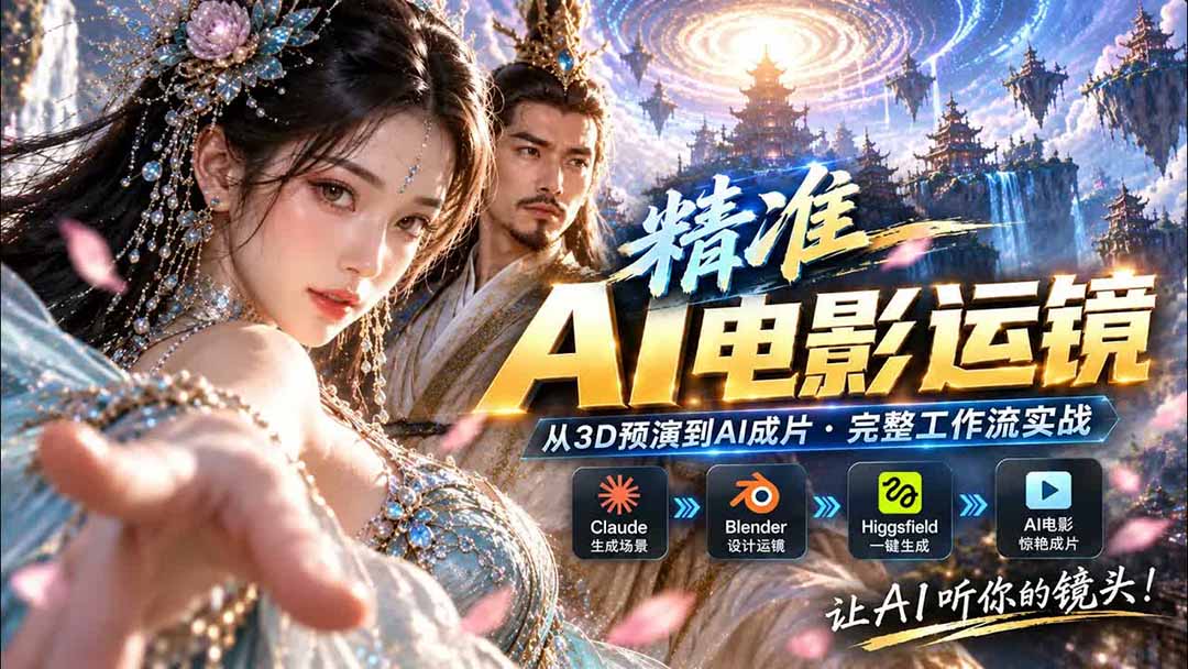 AI视频终于能精准运镜了！Claude + Blender + Higgsfield 免费插件实测-91副业网