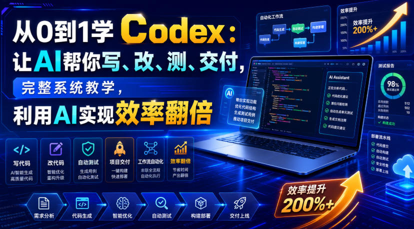 从0到1学Codex:让AI帮你写、改、测、交付,完整系统教学,利用AI实现效率翻倍(更新0918)-91副业网