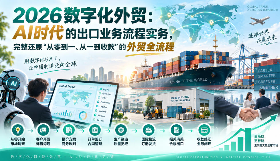 2026数字化外贸：AI时代的出口业务流程实务，完整还原”从零到一、从一到收款”的外贸全流程-91副业网